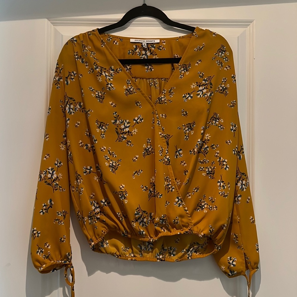 Yellow Floral Blouse size small